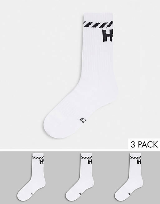 Helly Hansen 3 pack logo socks in White