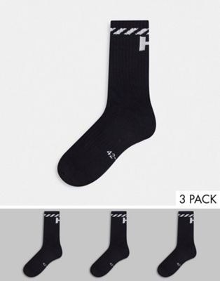 Helly Hansen – 3er Packung schwarze Socken mit Logo