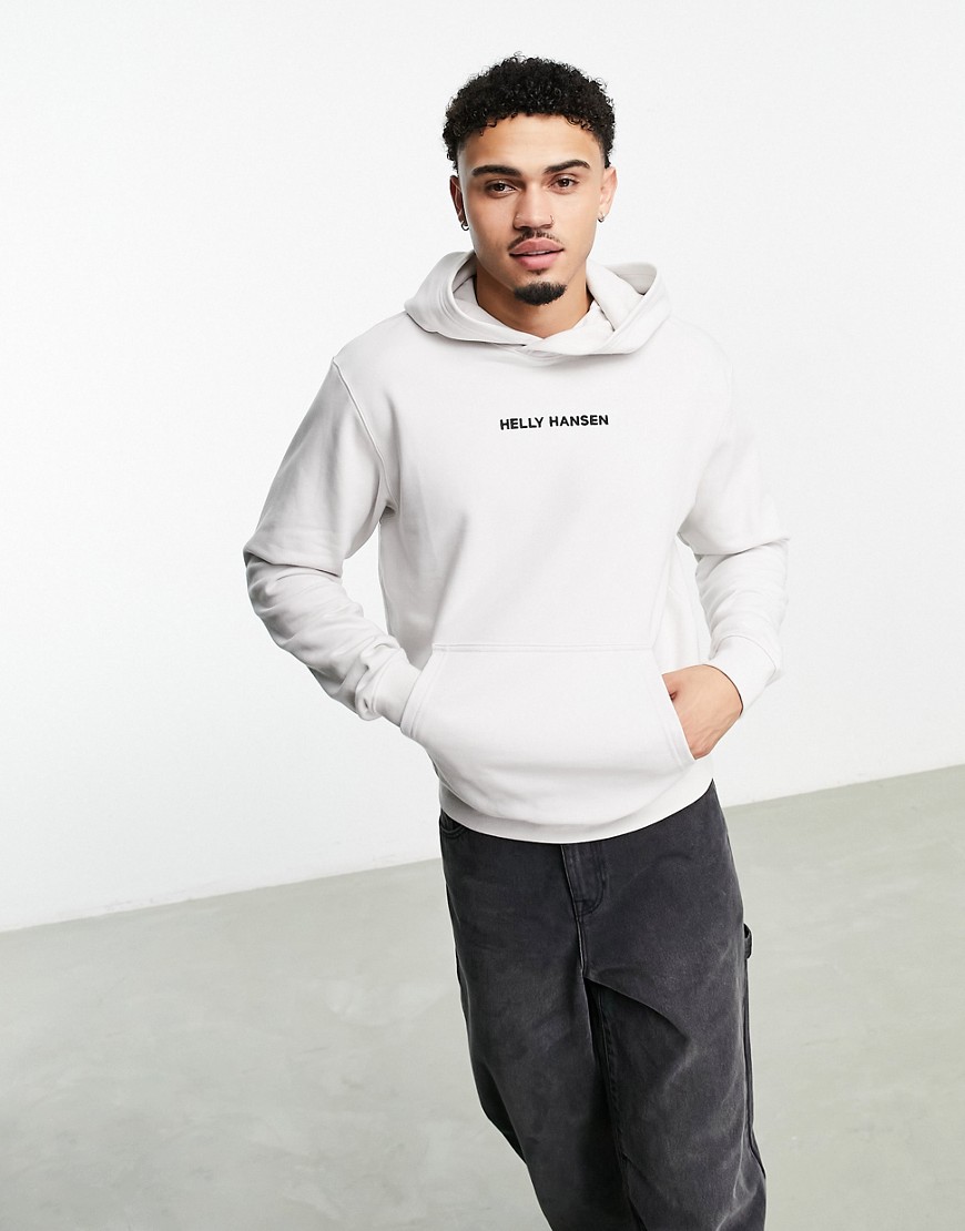 helly hansen hoodie with large logo back print in light grey