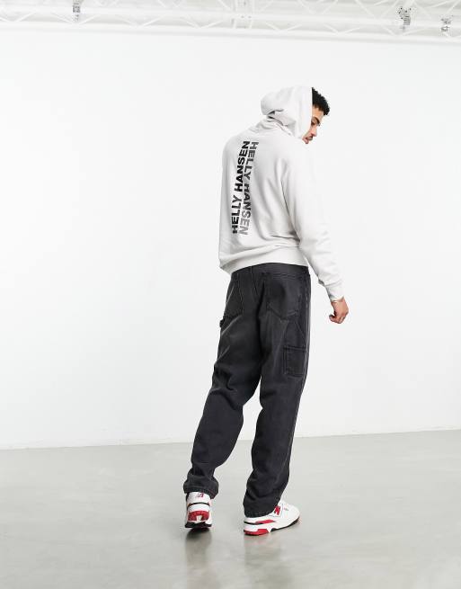 Helly Hansen - Lysegrå hættetrøje med stort logoprint bagpå, 4 af 4