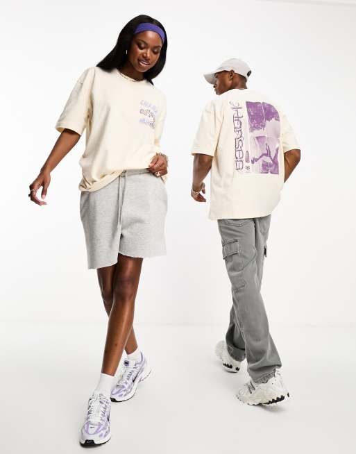 Helly Hansen - Play - T-shirt oversize unisex color crema con stampa sul retro