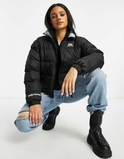 Helly Hansen YU reversible cropped puffer jacket in black ASOS