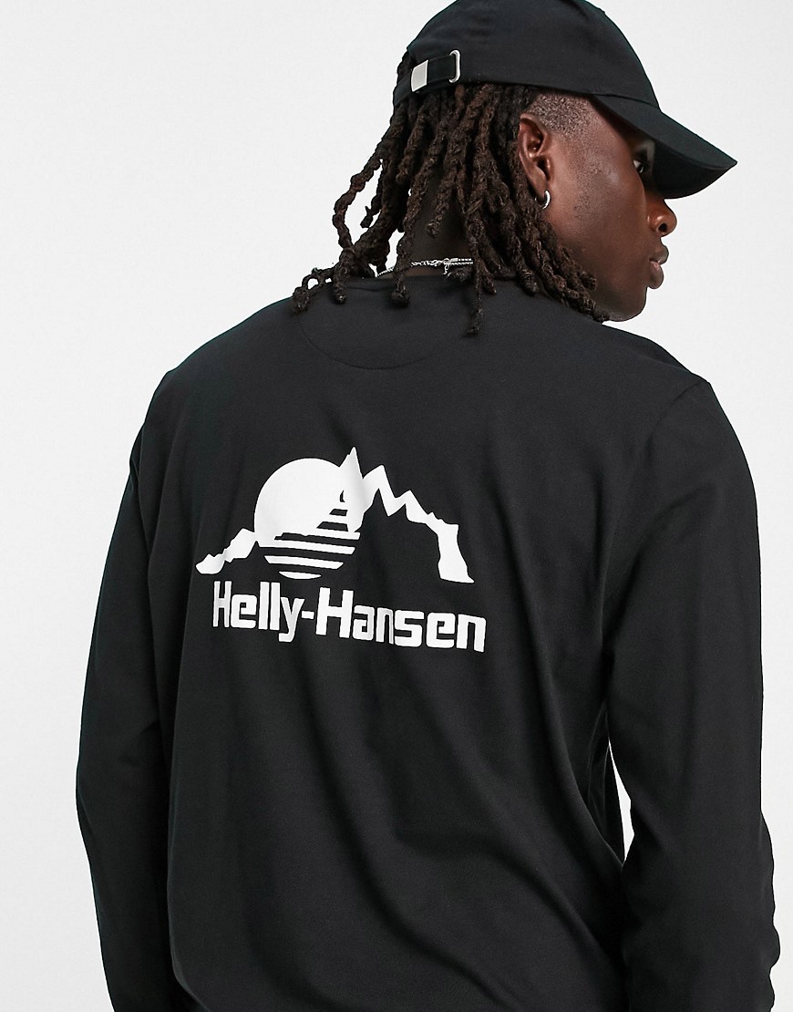 helly hansen - yu20 - maglietta a maniche lunghe nera con logo hh sul petto-nero