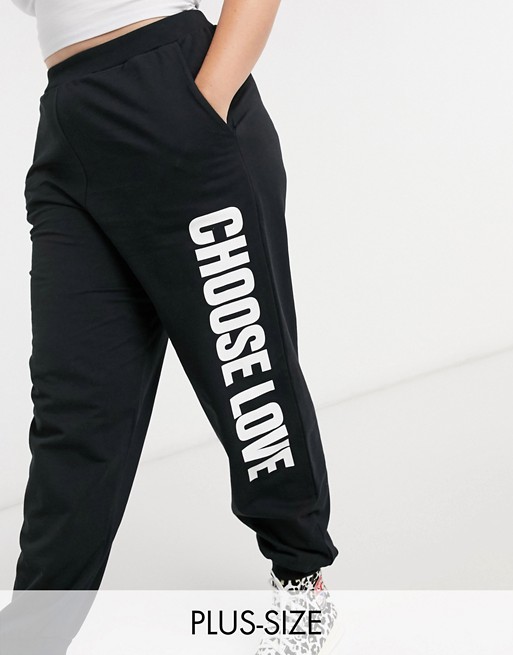 Help Refugees Choose Love Curve jogger in organic cotton in black