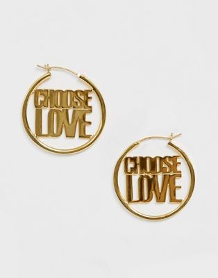 Help Refugees - Choose Love - Echt zilveren oorbellen verguld met goud