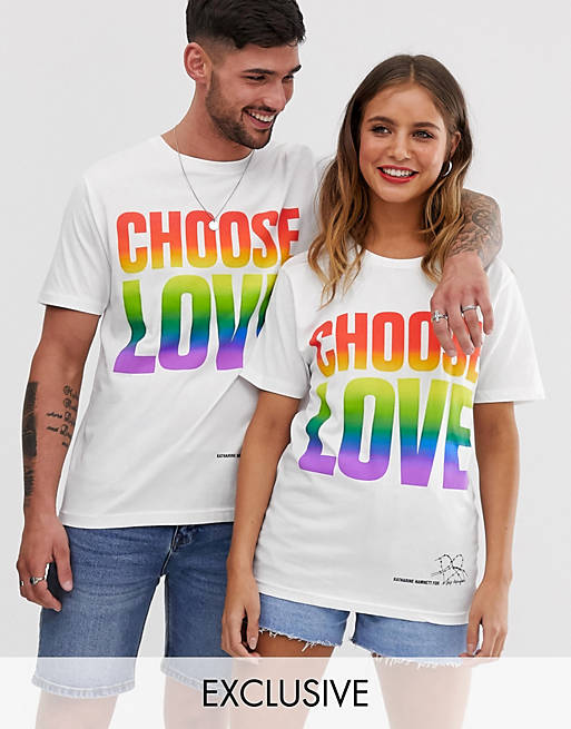 tempo fly Pest Help Refugees Choose Love organic cotton rainbow print t-shirt | ASOS
