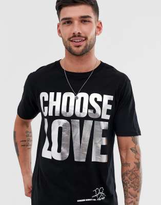 Noir T À Biologique RefugeesChoose Métallisée shirt En Inscription Argentée Love Coton Help sQrCBhdxt