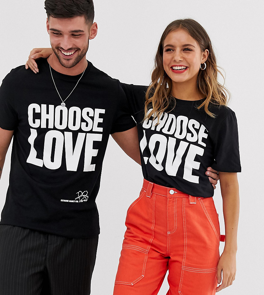 Help Refugees Choose Love t-shirt in black organic cotton