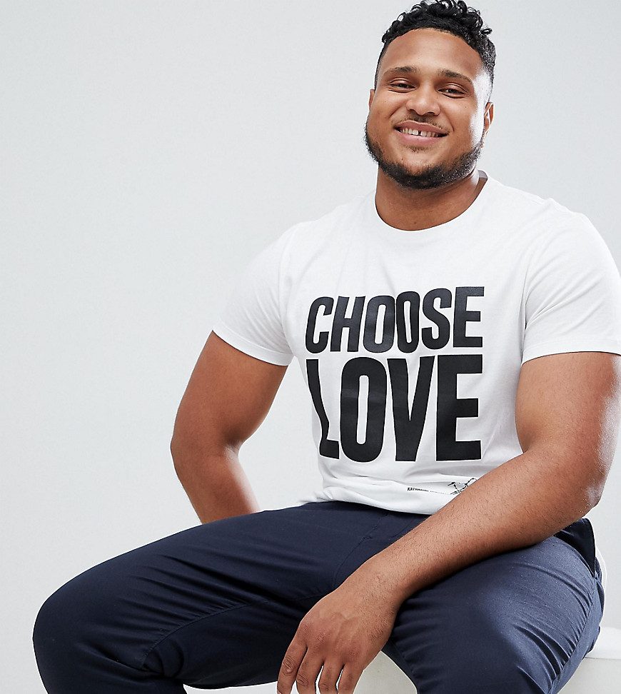 Help Refugees - Plus - T-shirt van biologisch katoen met Choose Love-print in wit