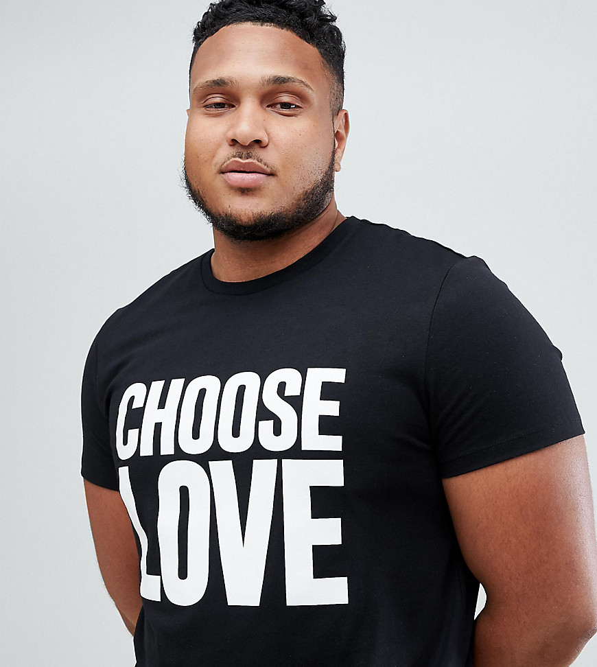 Help Refugees - Plus - T-shirt van biologisch katoen met Choose Love-print in zwart
