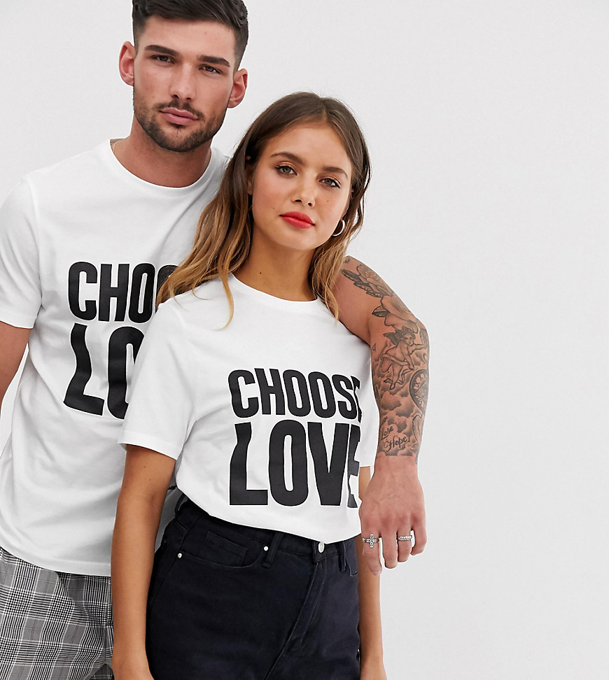 Help Refugees - T-shirt van biologisch katoen met Choose Love-print in wit