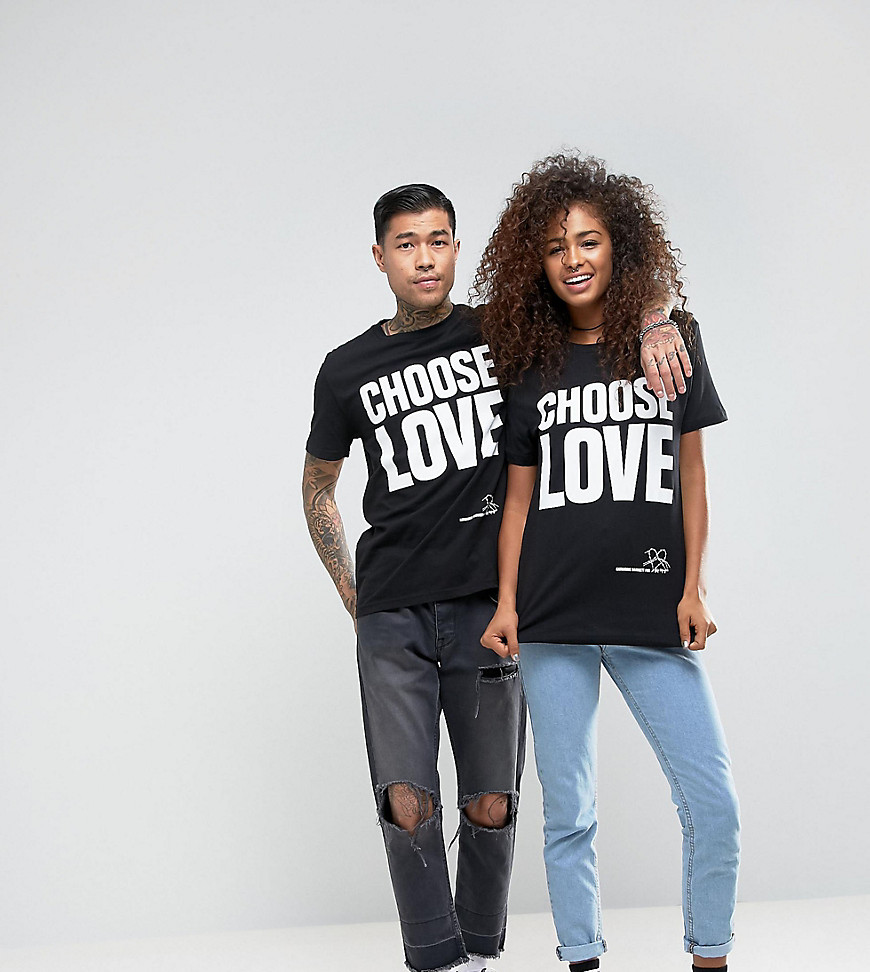 Help Refugees - T-shirt van biologisch katoen met Choose Love-print in zwart