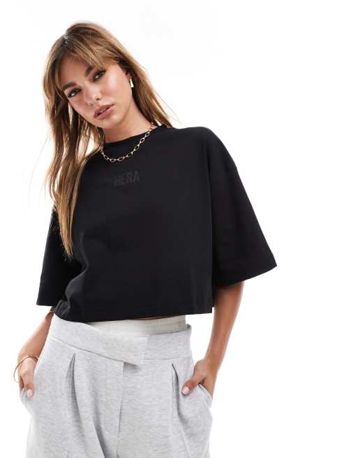 Hera icon cropped t-shirt in black