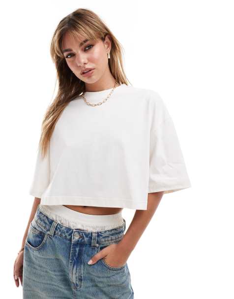 Hera icon cropped t-shirt in off white - view 1