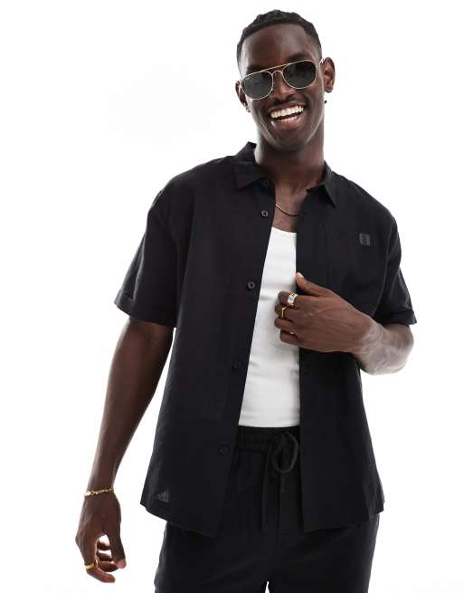Hera linen mix shirt in black