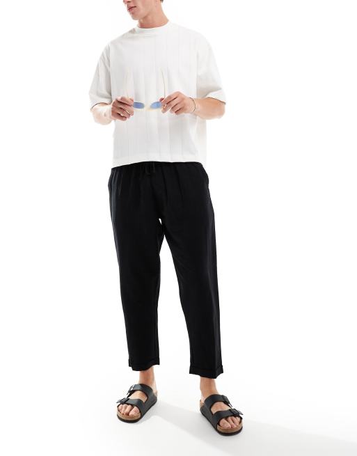 Hera linen mix trouser in black