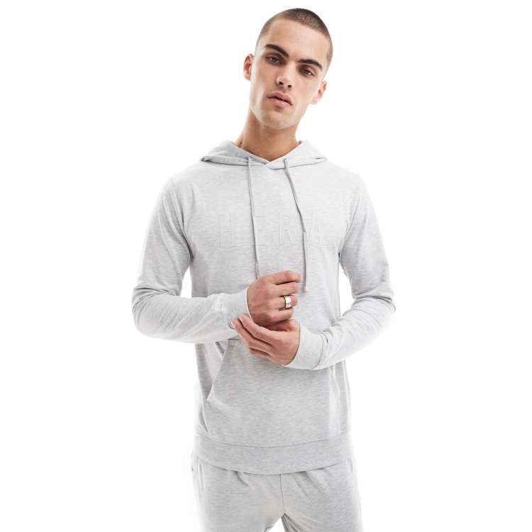 Hera Mens focus lightweight slim fit hoodie in grey marl ASOS