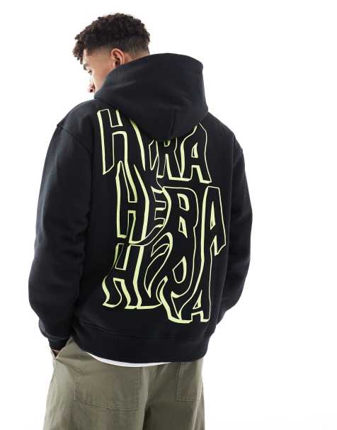 Hera Mens grafitti hoodie in black - view 1