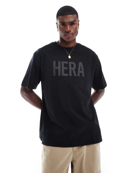 Hera Mens label oversized t-shirt in black