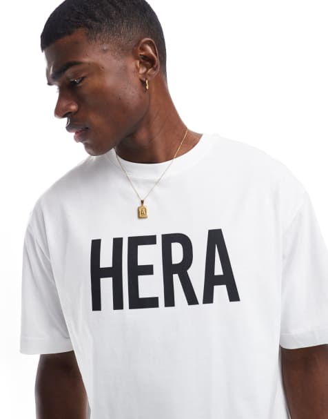 Hera Mens label oversized t-shirt in white