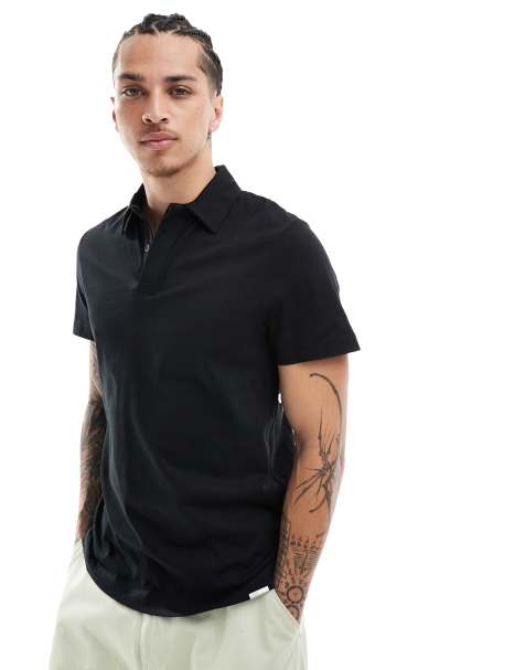 Hera Mens luxe polo in black - view 1