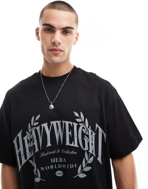 Hera Mens vintage league boxy t-shirt in black - view 1