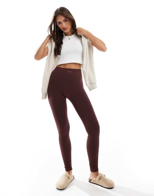 Hera ribbed base legging in brown