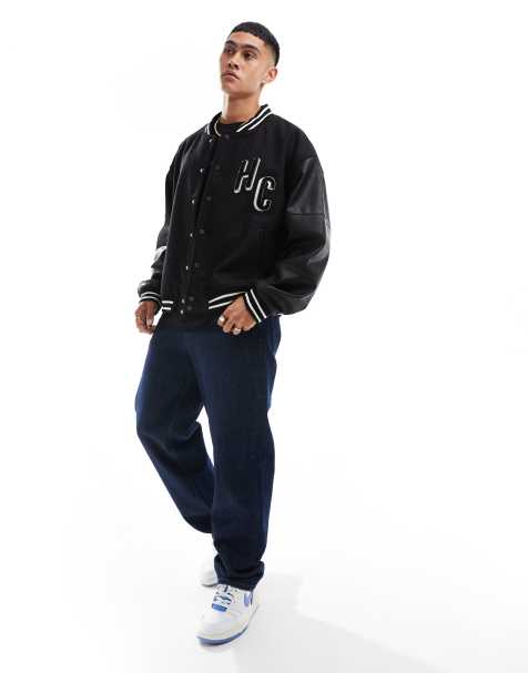 Hera varsity bomber jacket in black - view 1
