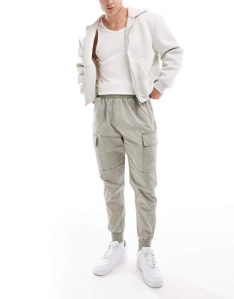 Hera washed utility cargo trouser in grey green - view 1