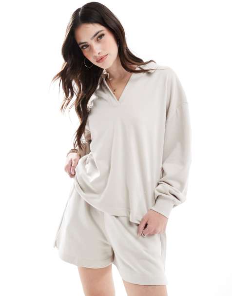 Hera Womens luxe sweatshirt in stone - view 1