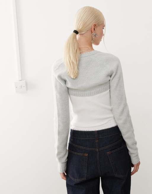 Heretic Nine brushed knit shrug in grey co-ord, 4 of 4