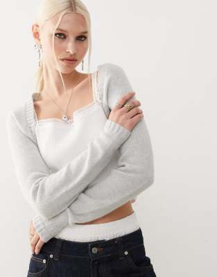 Heretic Nine brushed knit shrug in grey part of a set