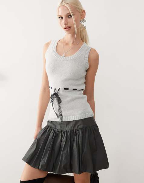 Heretic Nine brushed knit tank top in grey (part of a set) - view 1