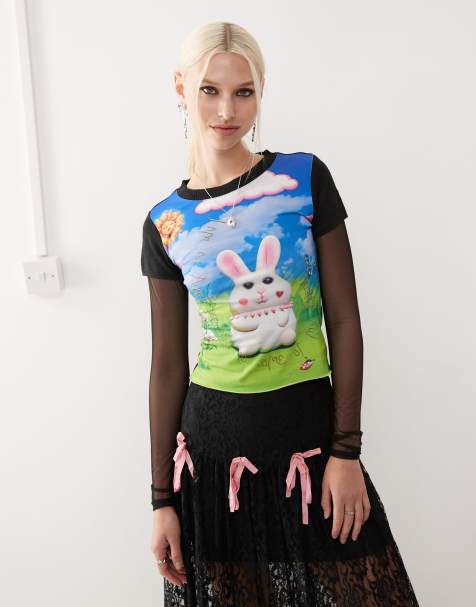 Heretic Nine bunny printed long sleeve t-shirt in multi - view 1