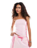 [Heretic Nine] Heretic Nine Exclusive bandeau crop top with contrast bow (part of a set)-Pink 12 Baby pink