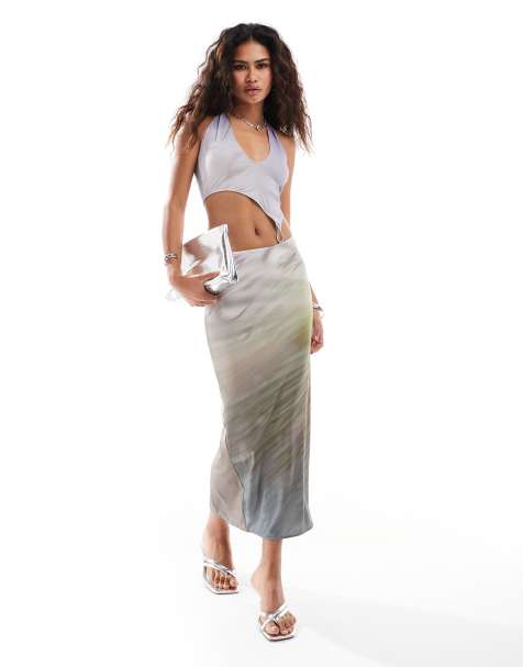 Heretic Nine Exclusive halter neck cut out dress in bloom blur print with hardwear detail - view 1