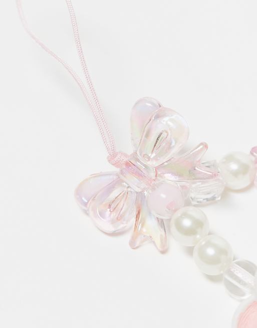 Heretic Nine Exclusive phone chain starp with beads in pink and white, 2 of 4