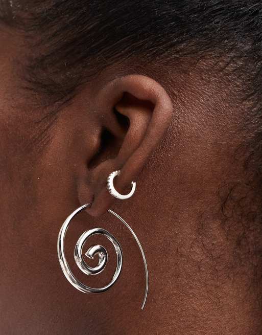 Heretic Nine Exclusive silver large spiral boho earrings