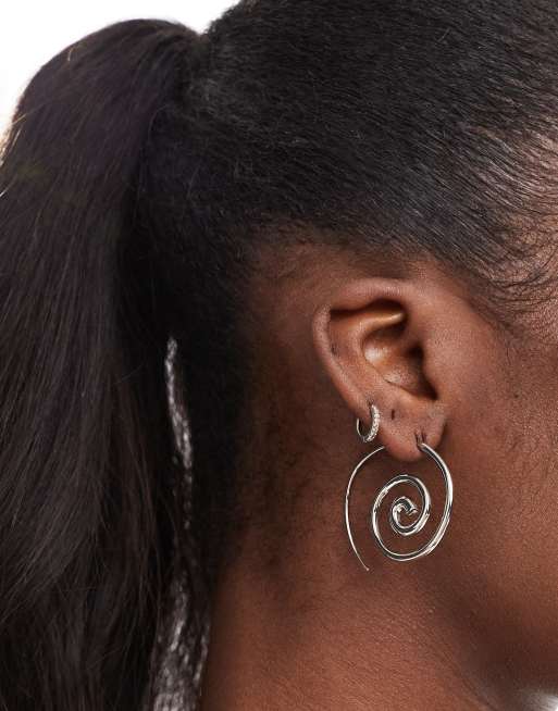Heretic Nine Exclusive silver large spiral boho earrings ASOS