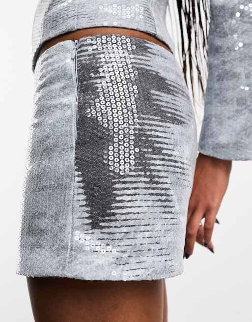 Grey sequin shop mini skirt