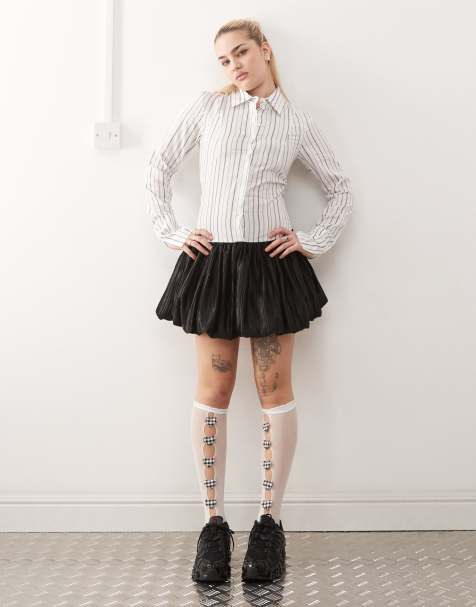 Heretic Nine shirt dress with bubble skirt in black and white
