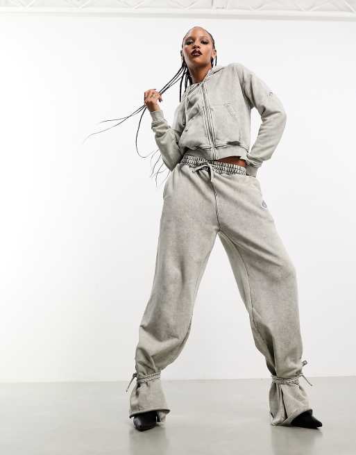 Heretic Nine slouchy wide leg sweatpants in grey (part of a set)