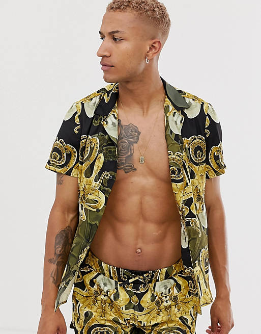 Hermano co-ord revere collar shirt in all over print | ASOS