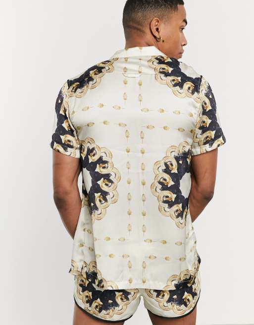 Hermano co-ord revere collar shirt in ram horn print, 2 of 4