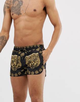 tiger print swim shorts