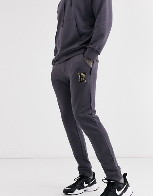 Hermano joggers with varsity logo in charcoal