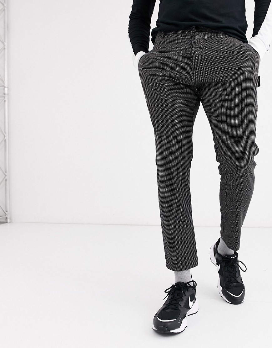 Hermano - Pantaloni affusolati grigio scuro a quadri