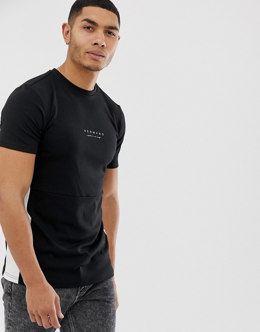 Hermano - T-shirt met logo in zwart