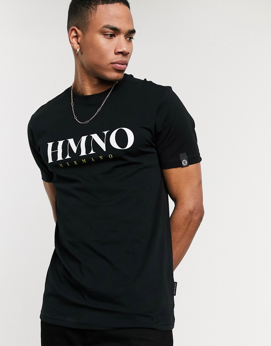 Hermano - T-shirt met logo op de borst in zwart