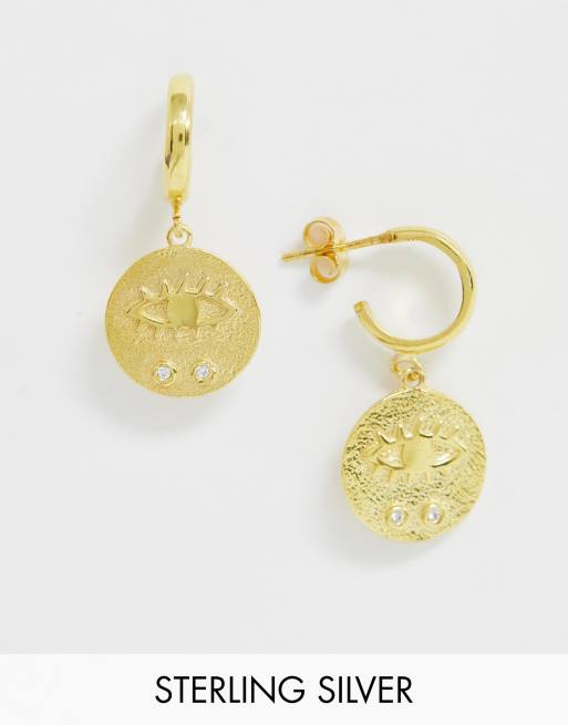 Hermina Athens - Kressida -  Gouden oorringen met hanger en edelsteen